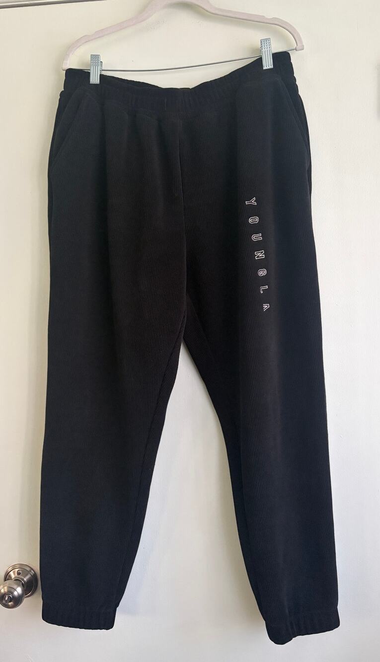 YoungLA 244 Aspen Corduroy Joggers Black Fleece Lined XXL